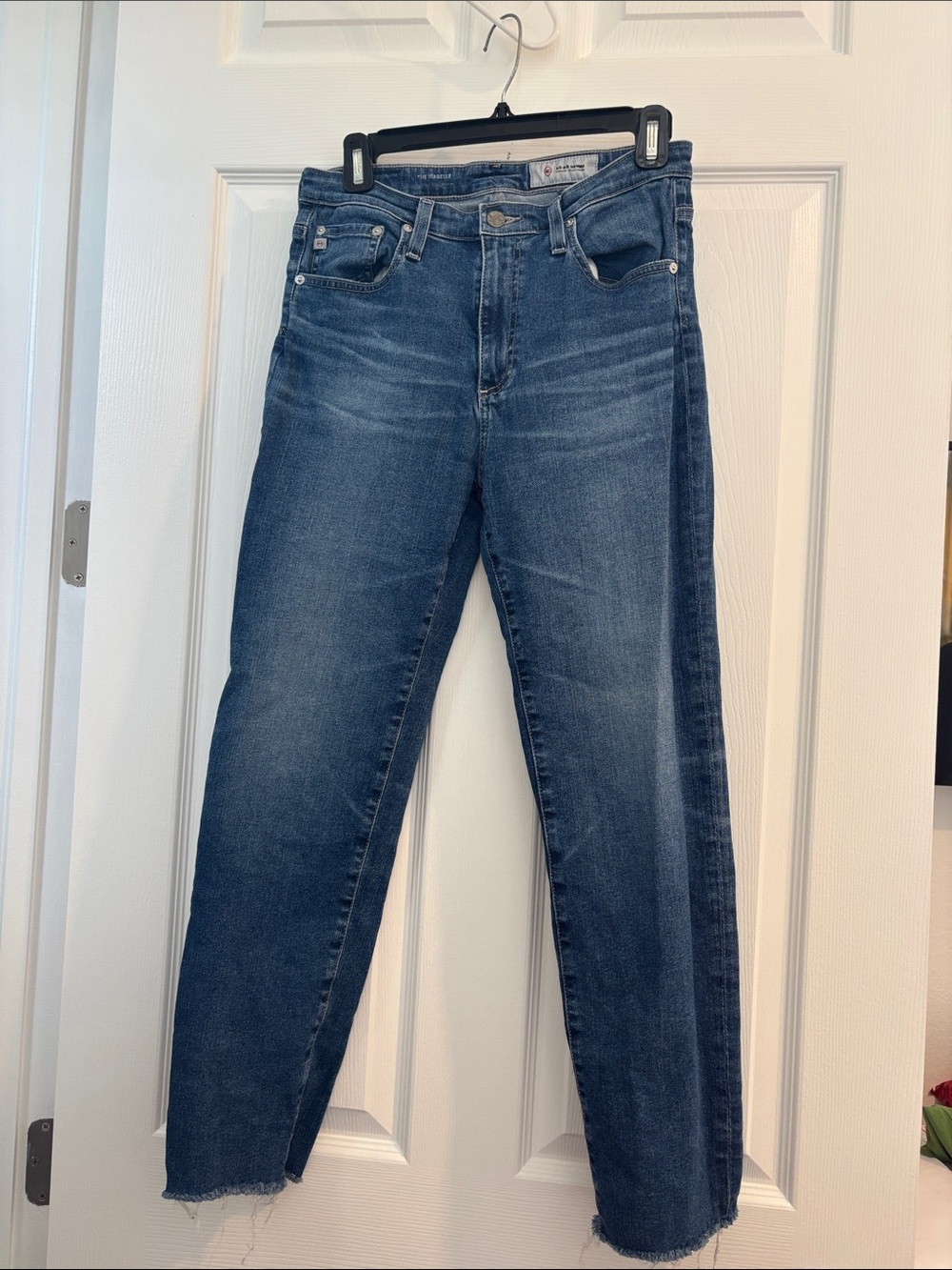 Ag Adriano Goldschmied Women’s Mid-Wash Blue Straight Jeans